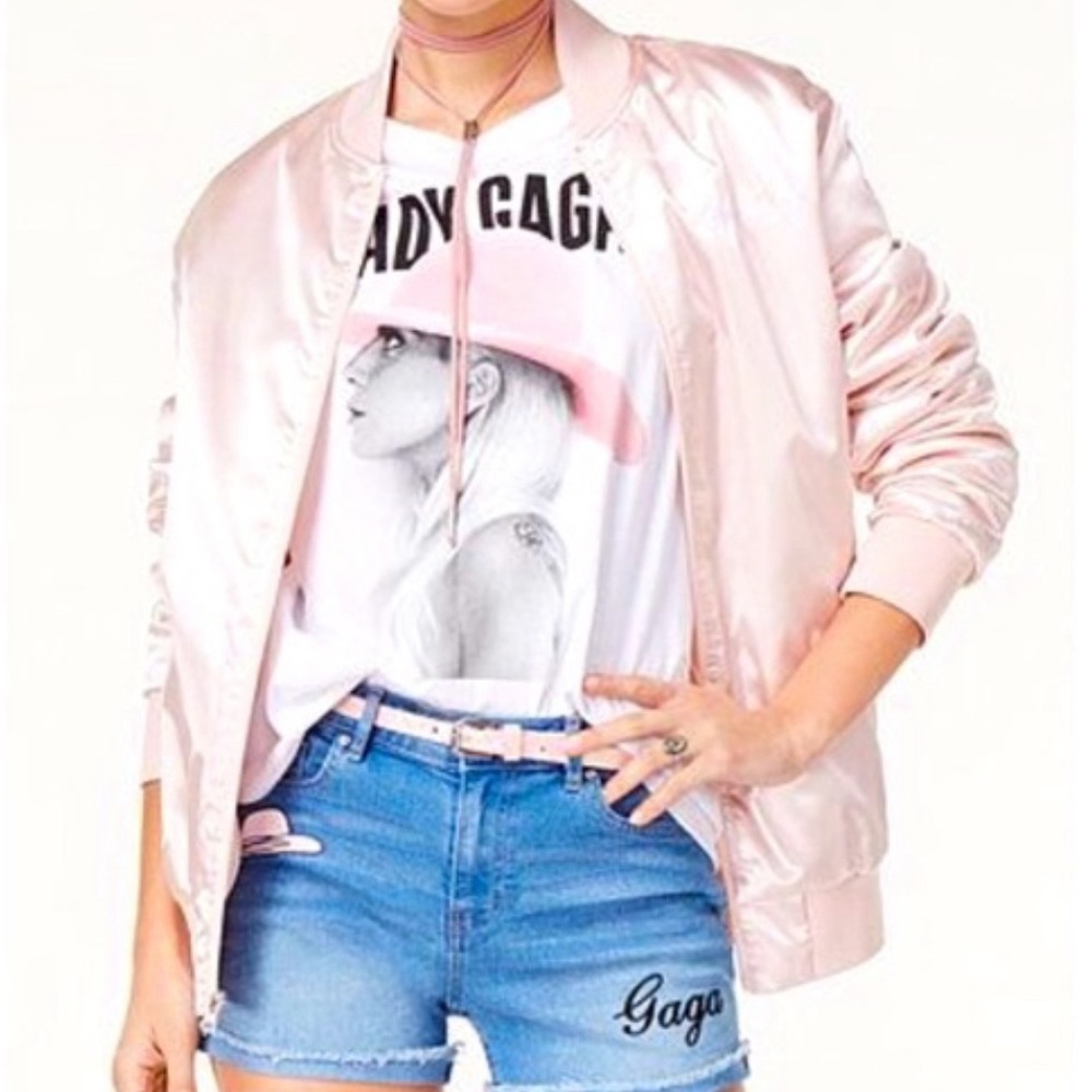 Lady Gaga Joanne Tour Blush Pink Bomber Varsity Satin Jacket